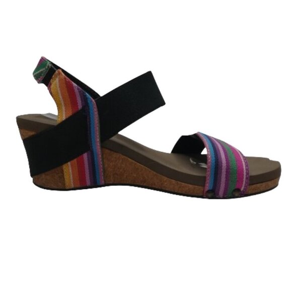 Boutique by Corkys Rum Multicolor Striped Open Toe Wedge Sandals Womens 9 - Picture 4 of 12